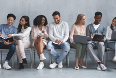 Young creative people waiting for job interview